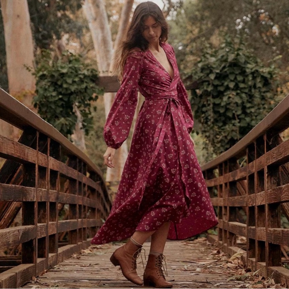 Christy Dawn Bergen Dress EUC XS Magenta Floral Bouquet